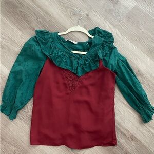 Red and Green Blouse and Cami Set Size XS-S